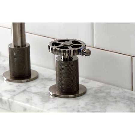 Kingston Brass Widespread Bathroom Faucet with Push PopUp, Black Stainless KS141BSSCG
